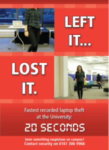 The University of Manchester Crime Reduction Security Poster