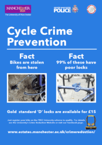 The University of Manchester Crime Reduction Bicycle Security Poster