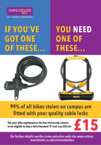 The University of Manchester Crime Reduction Bicycle Security Poster